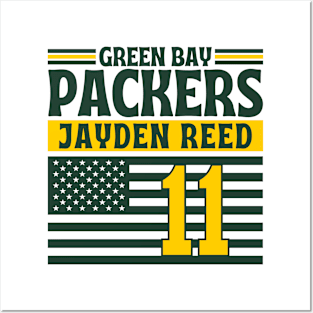 Green Bay Packers Reed 11 American Flag Football Posters and Art